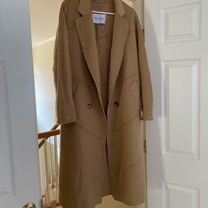 Max Mara Italy brown beige wool cashmere and silk coat jacket oversized size 6